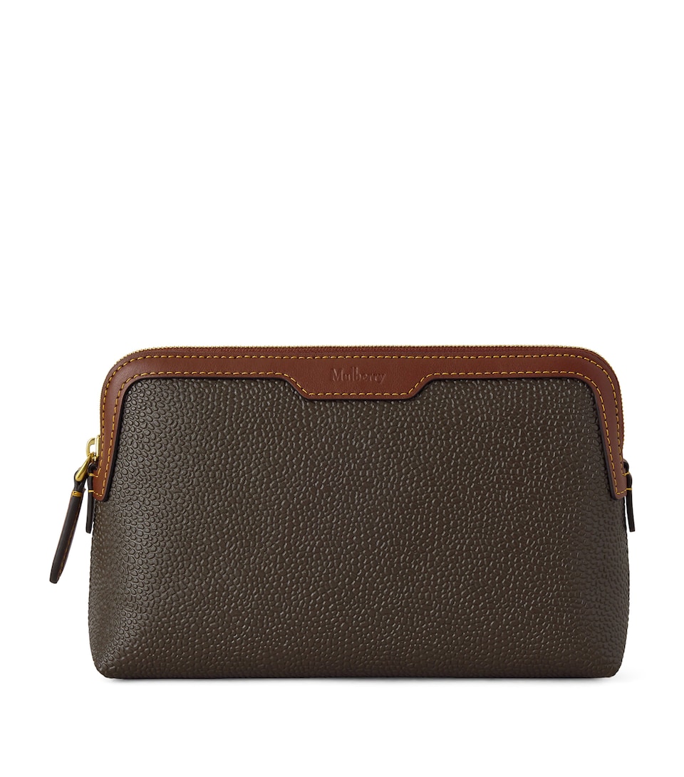 Mulberry Small Scotchgrain Cosmetic Pouch Mole Cognac