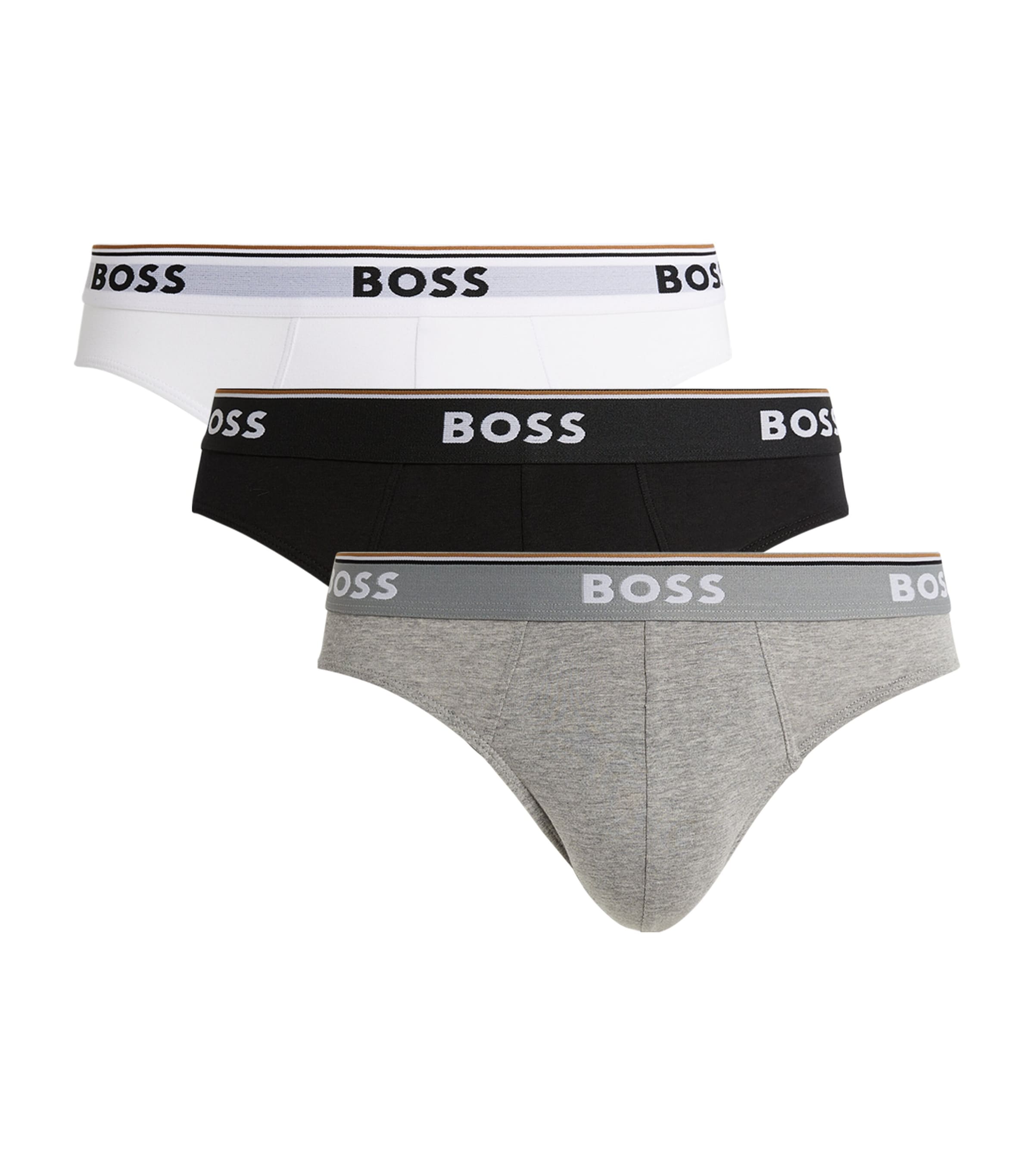 BOSS Mens Stretch-Cotton Logo Print Briefs (Pack of 3)