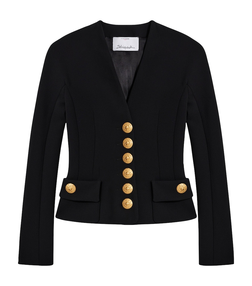 Schiaparelli Womens Virgin Wool-Blend Bijoux Jacket Black