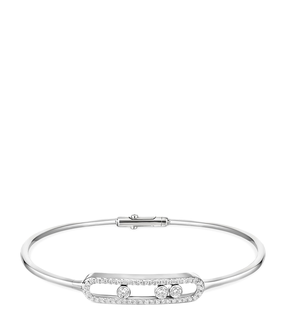 Messika Move Classique White Gold and Diamond Pavé Thin Bangle (0.56ct) White Gold