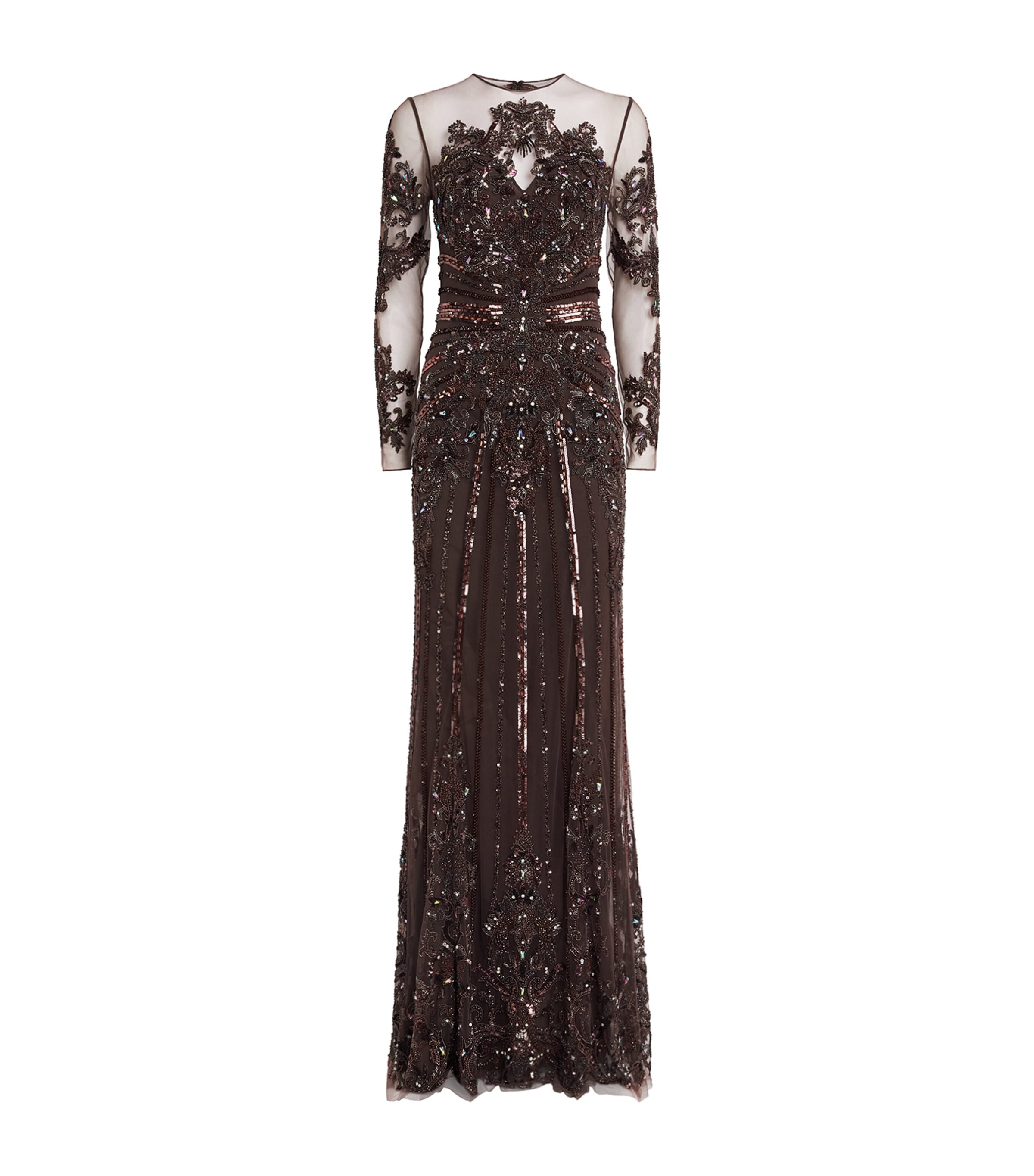 Zuhair Murad Womens Embellished Open-Back Gown Deep Mahogany