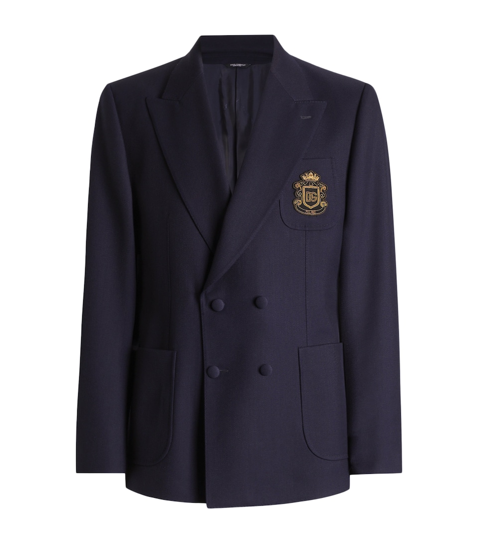 Dolce&Gabbana Mens Portofino Wool Canvas Blazer Very Dark Blue