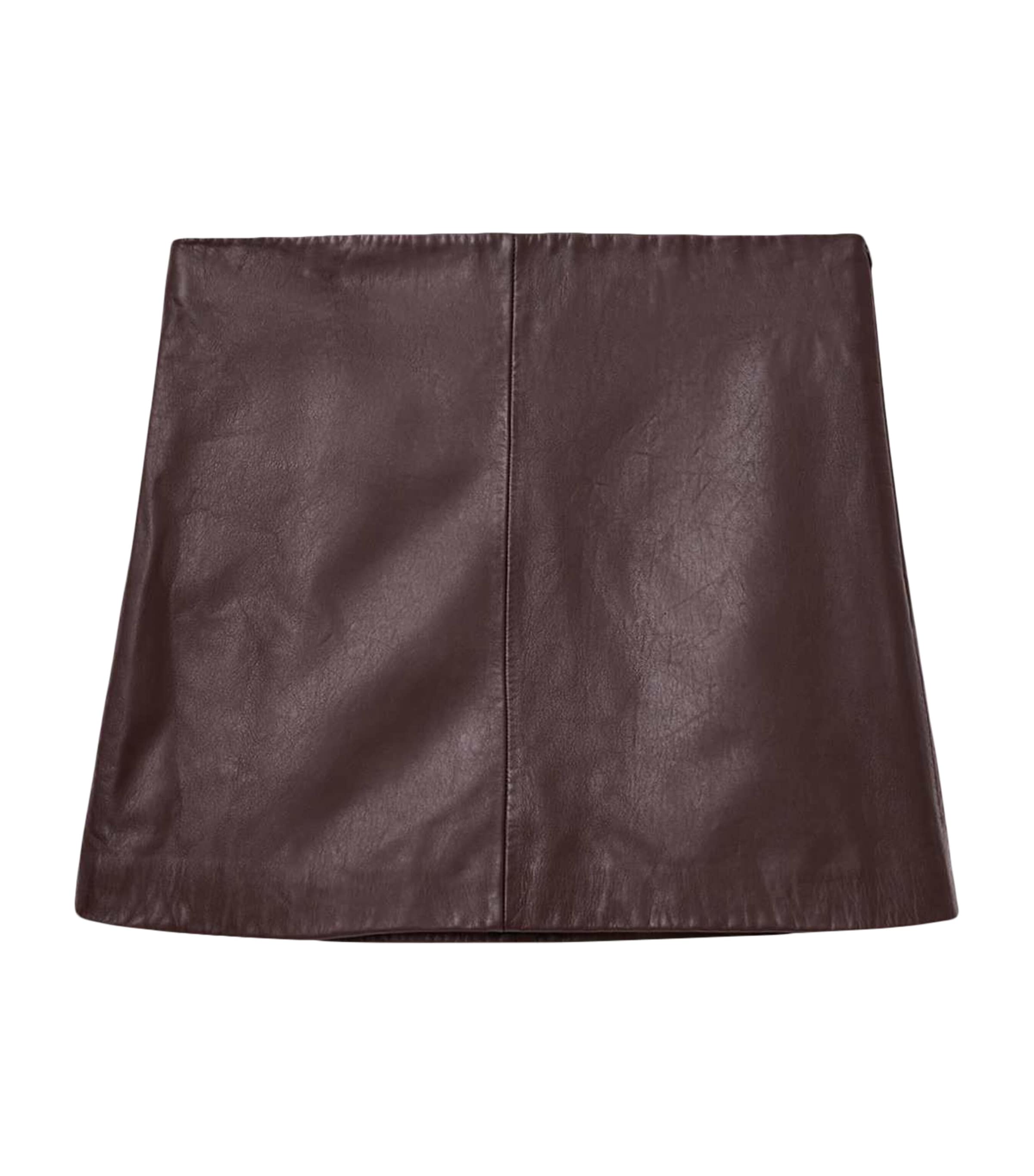 AllSaints Womens Nappa Leather Renai Mini Skirt Oxblood Red