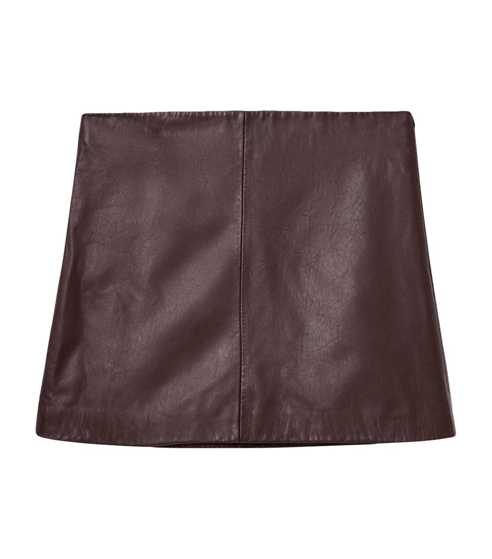 AllSaints Womens Nappa Leather Renai Mini Skirt Oxblood Red
