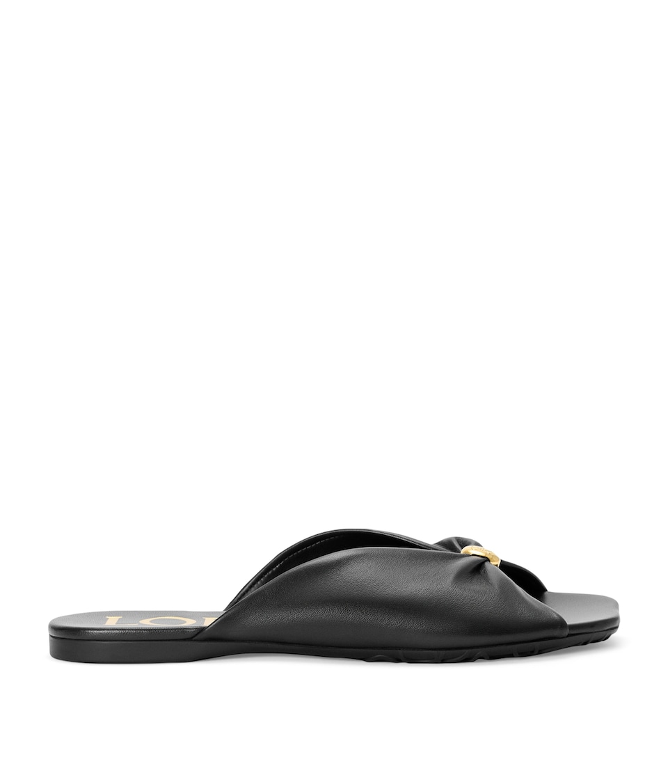 LOEWE x Paula's Ibiza Leather Pebble Slides Black