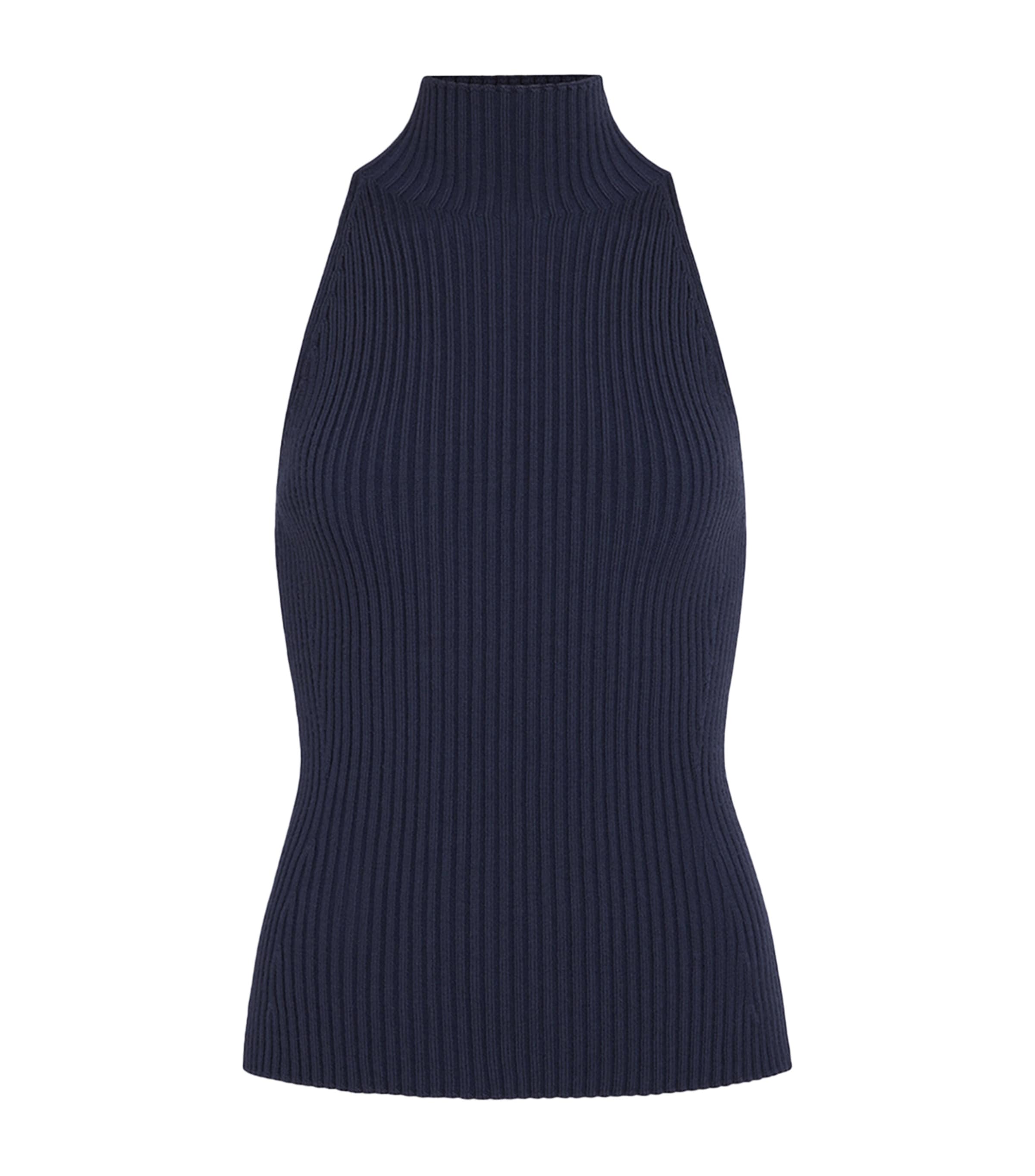 Alaïa Womens Ribbed Halter Top Blue Grey