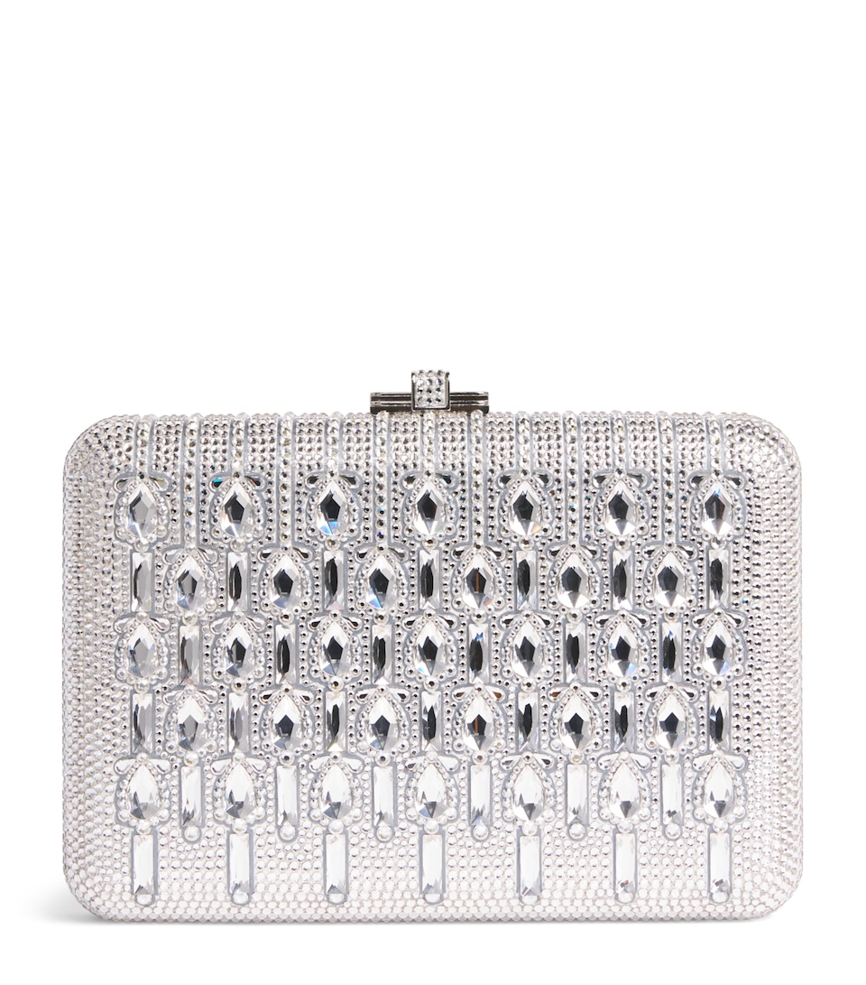 Judith Leiber Embellished Slim Slide Bijou Clutch Bag Srhmt Silver Rhine