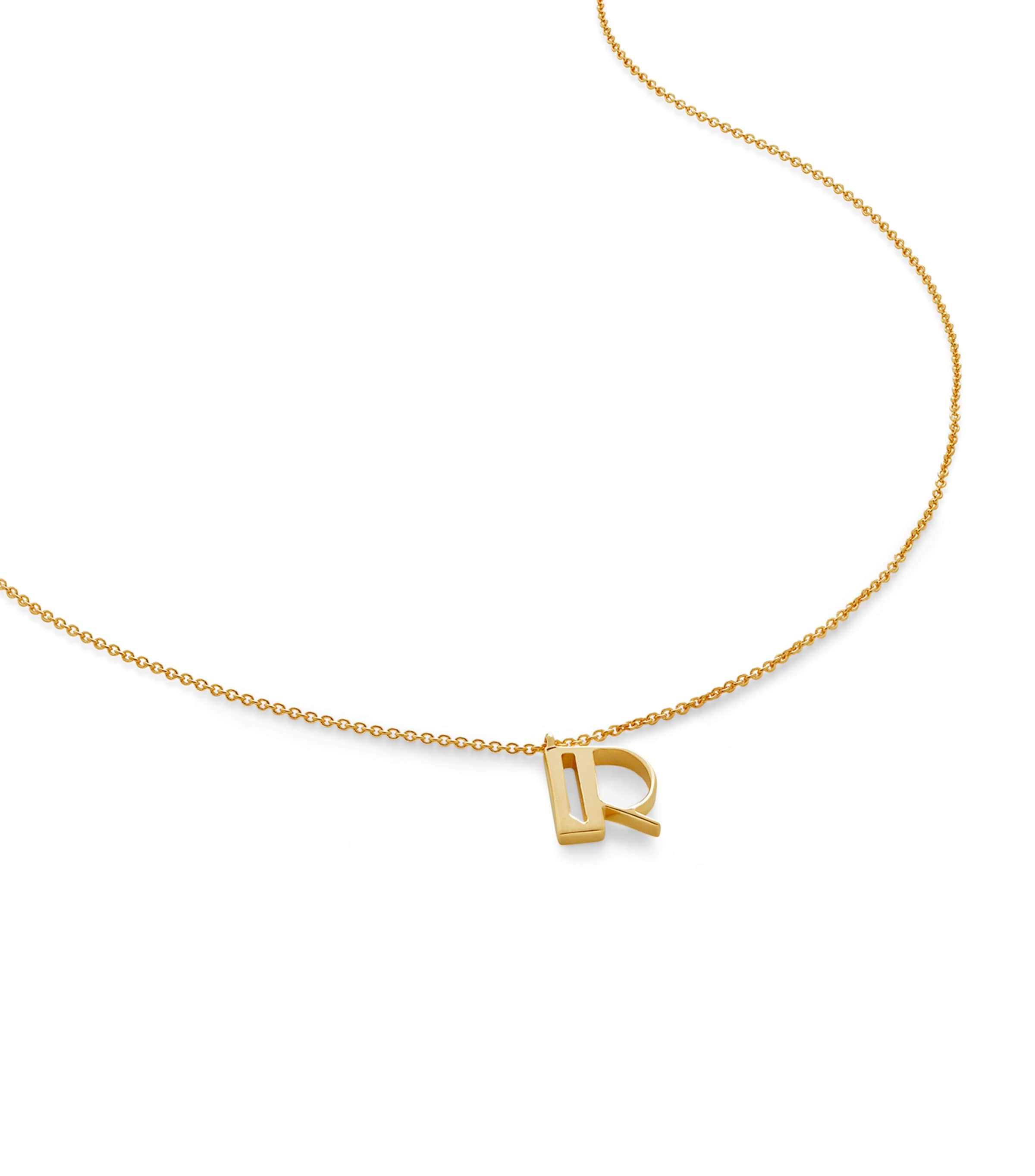 Monica Vinader Gold Vermeil R Initial Necklace Gold