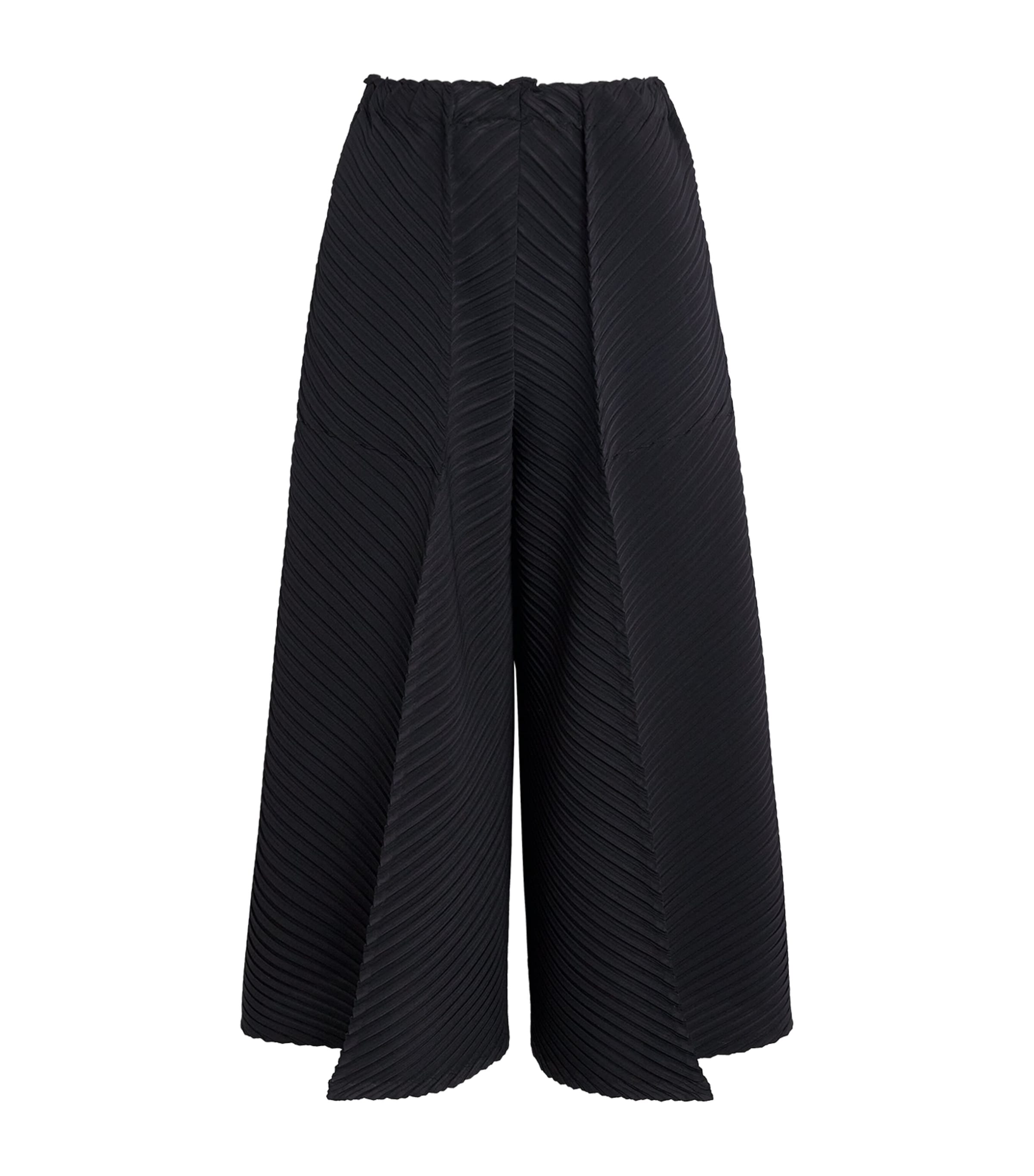 Issey Miyake Womens Tubular Pleats Wide-Leg Trousers Black