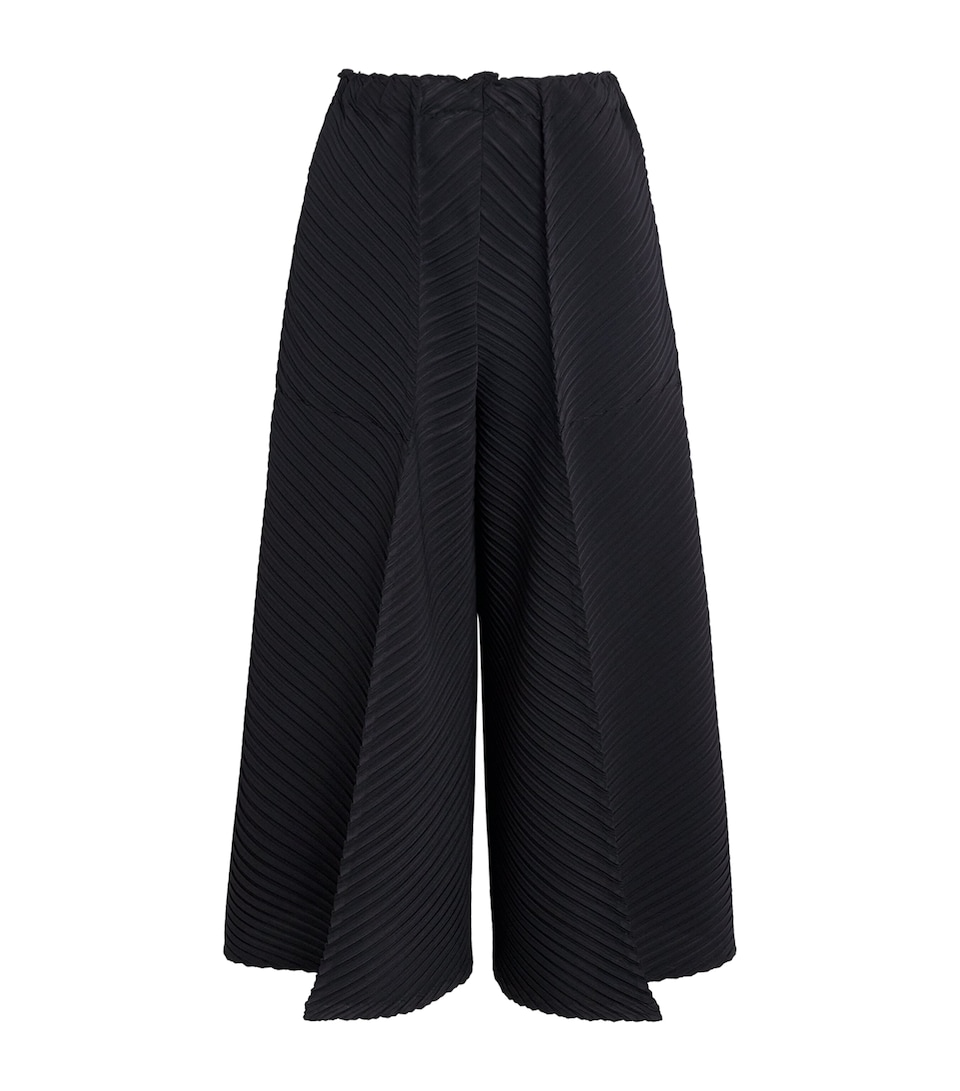Issey Miyake Womens Tubular Pleats Wide-Leg Trousers Black