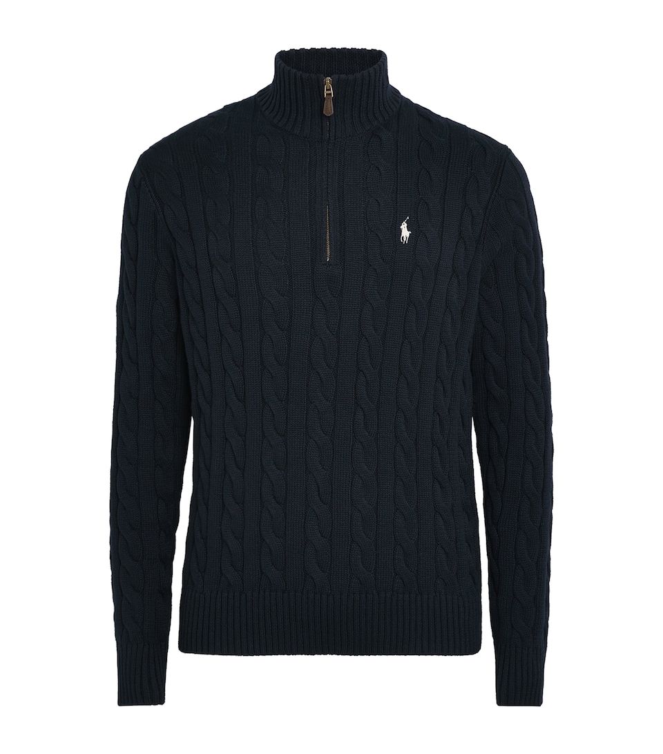 Polo Ralph Lauren Mens Cotton Cable-Knit Sweater Hunter Navy W/
