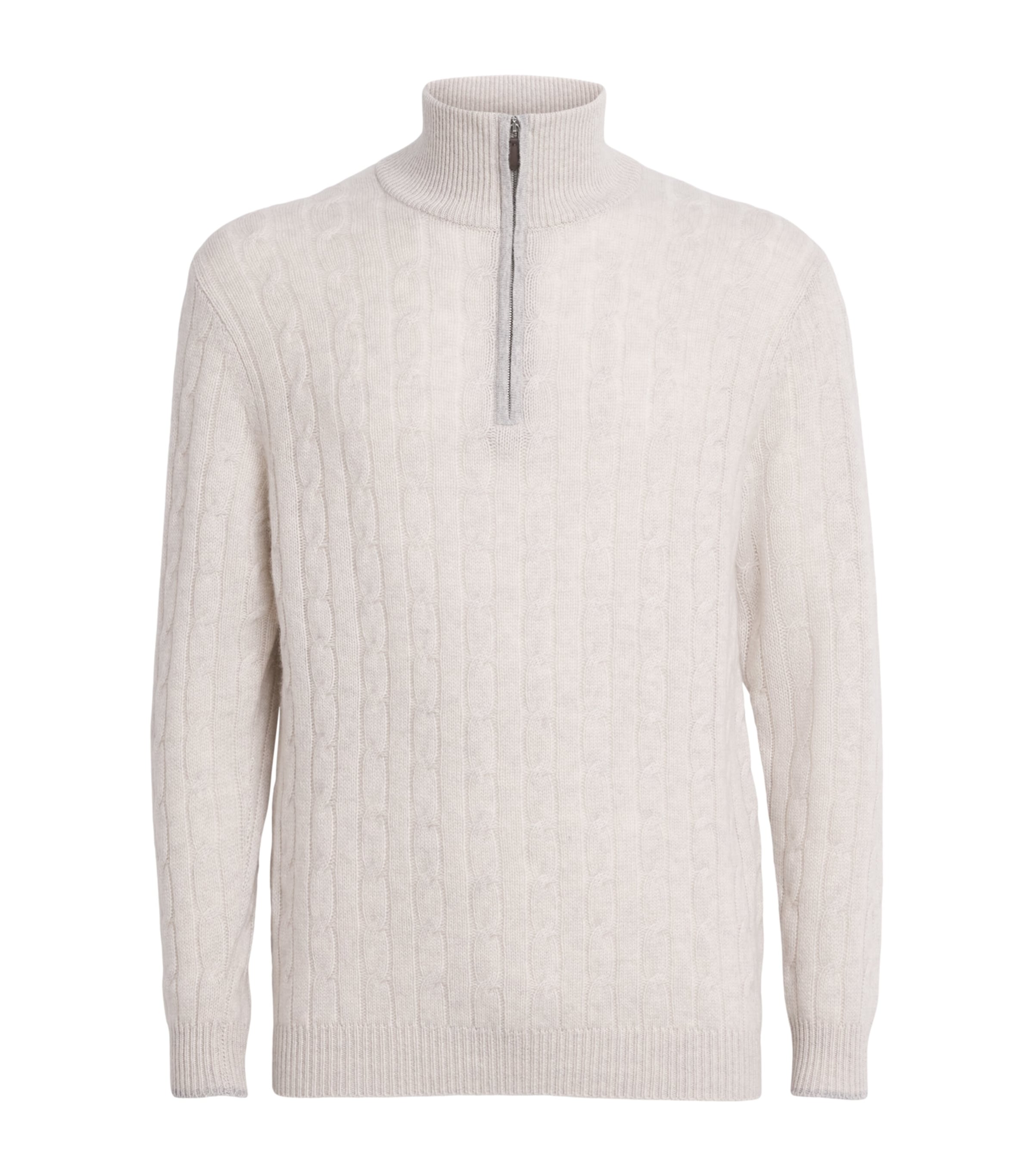 N.Peal Mens Organic Cashmere Albemarle Sweater Pebble Fumo Grey