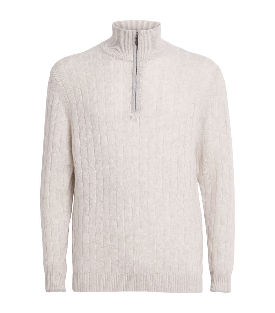 N.Peal Mens Organic Cashmere Albemarle Sweater Pebble Fumo Grey