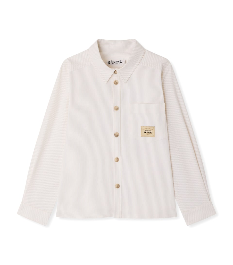 Bonpoint Cotton Logo-Patch Shirt (10-14 Years) Ficelle