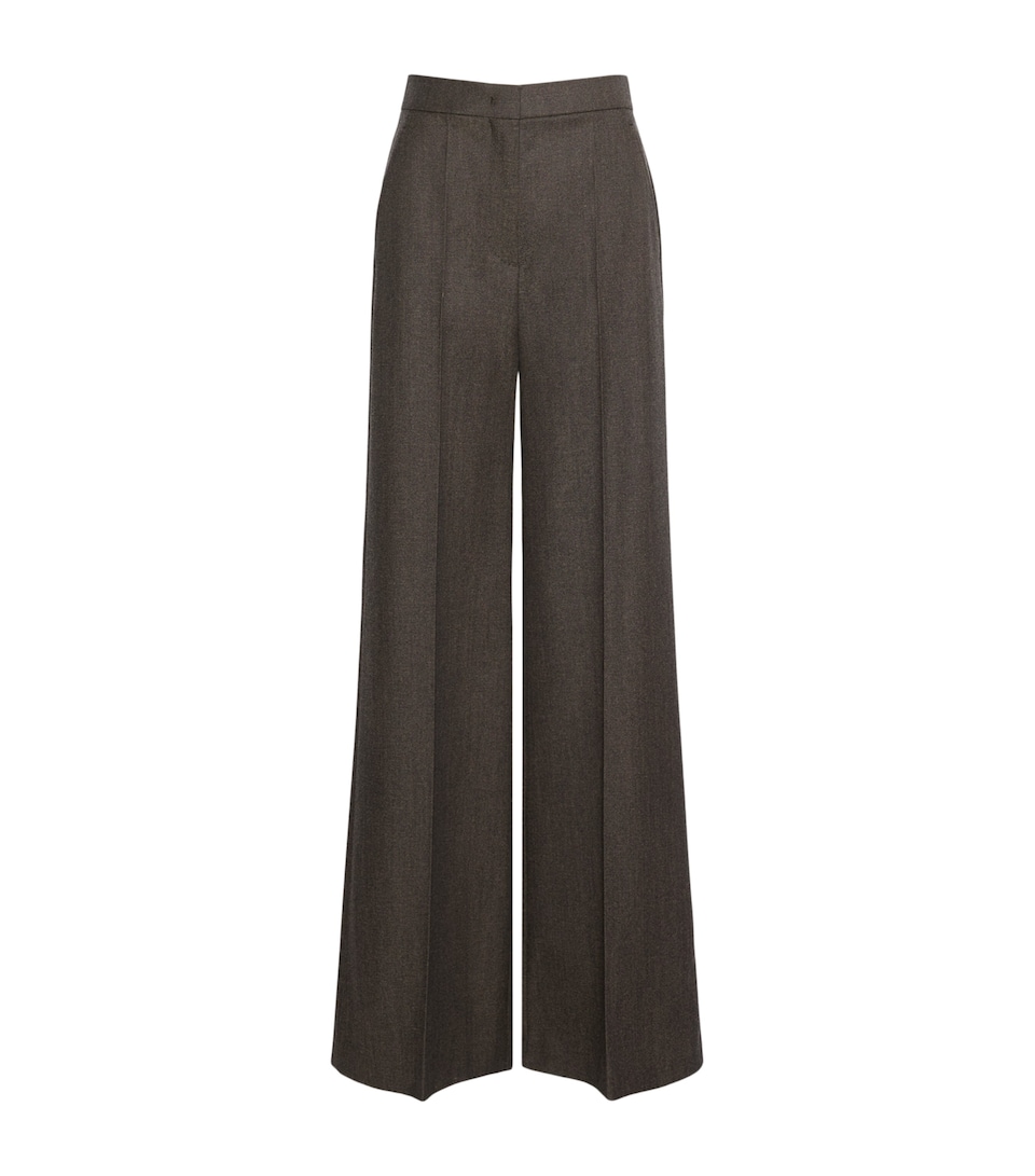 Max Mara Womens Virgin Wool Wide Trousers Black