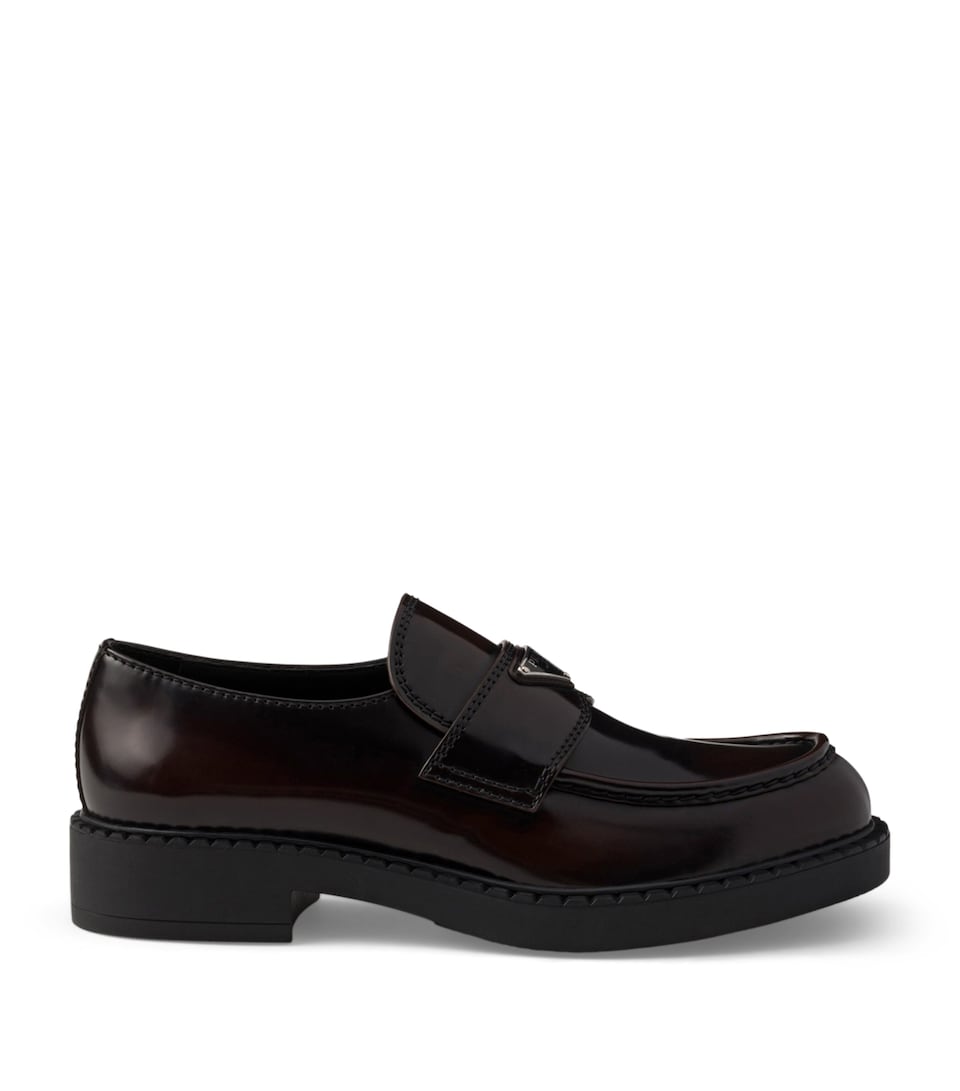 Leather Brushed Triangle Loafers