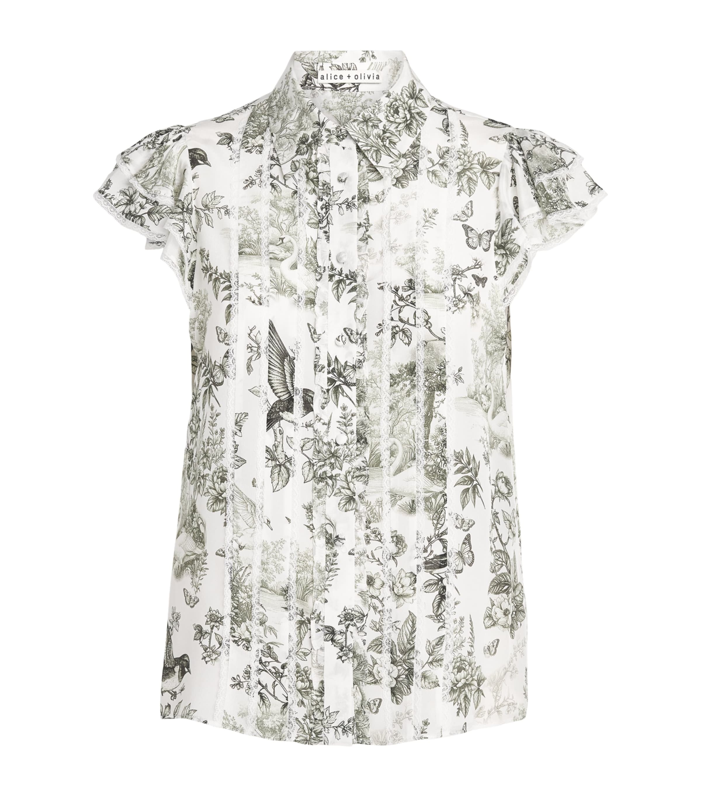 Alice+Olivia Womens Ruffle Minda Blouse Daybreak