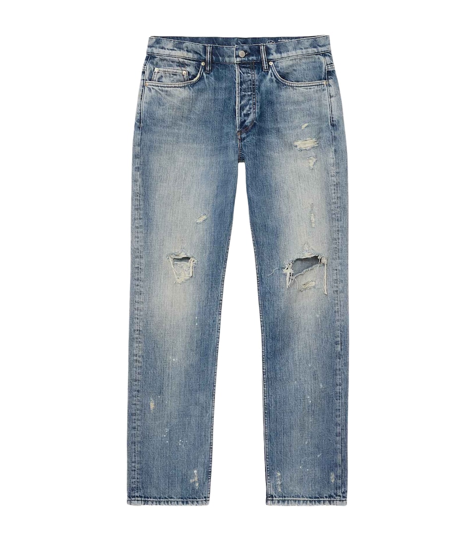 AllSaints Mens Destroy Slim Straight Jeans Destroy Indigo