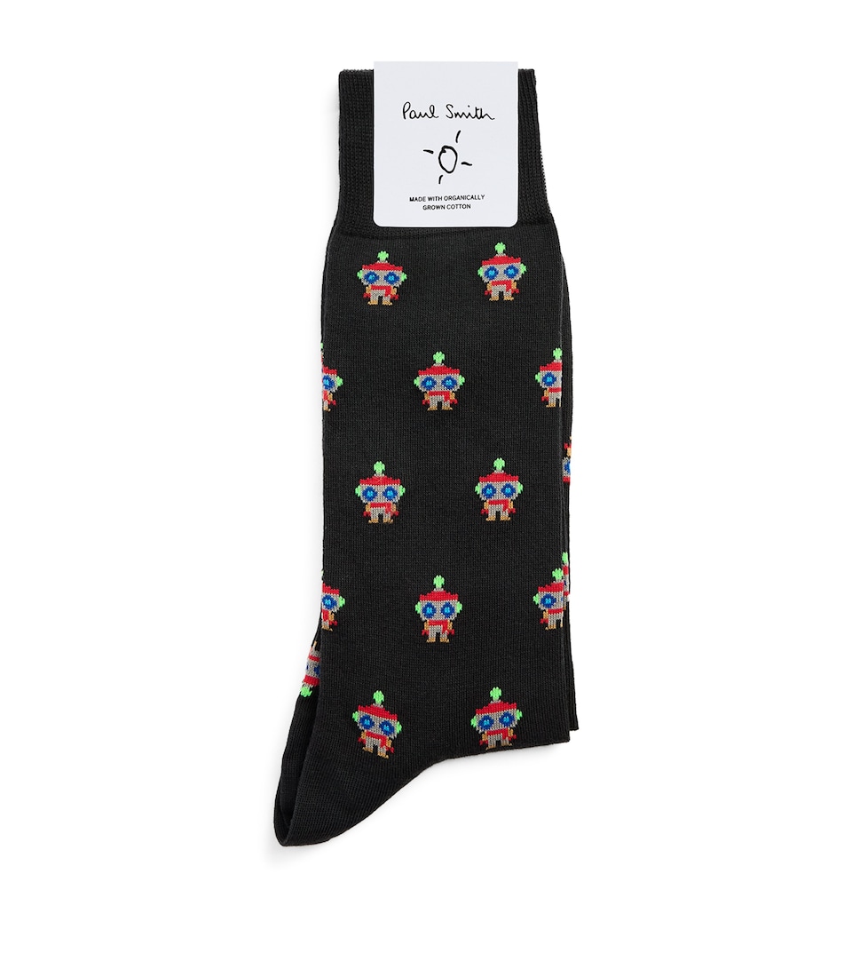 Paul Smith Mens Jacquard Robot Socks Grey