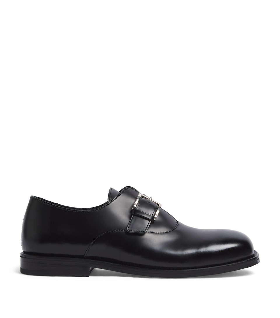 AMI Paris Leather Monk Strap Shoes Noir