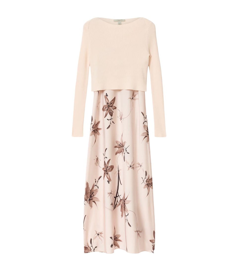 AllSaints Womens Hera 2-In-1 Midi Dress Petra Cream White