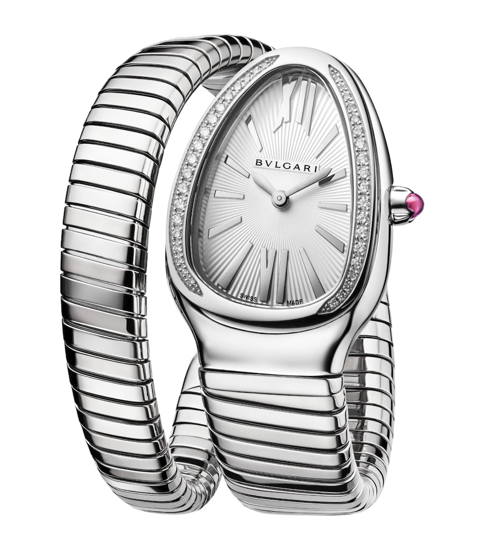 Stainless Steel and Diamond Serpenti Tubogas Watch 35mm