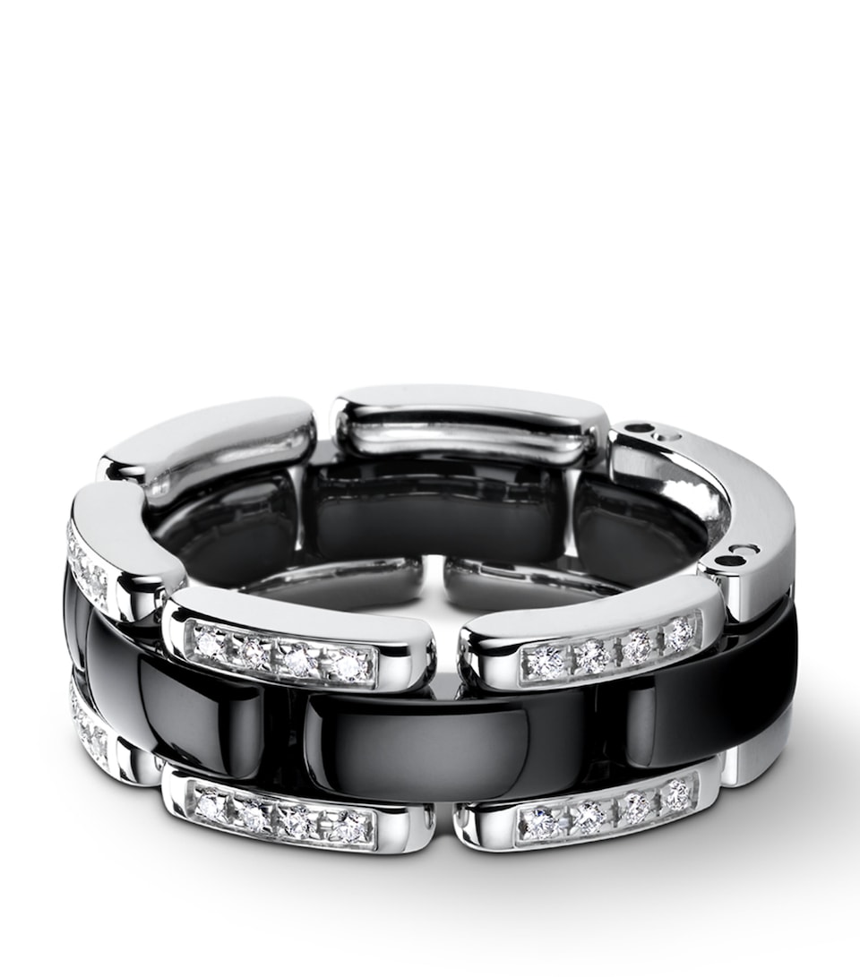 Medium White Gold, Diamond And Ceramic Flexible Ultra Ring