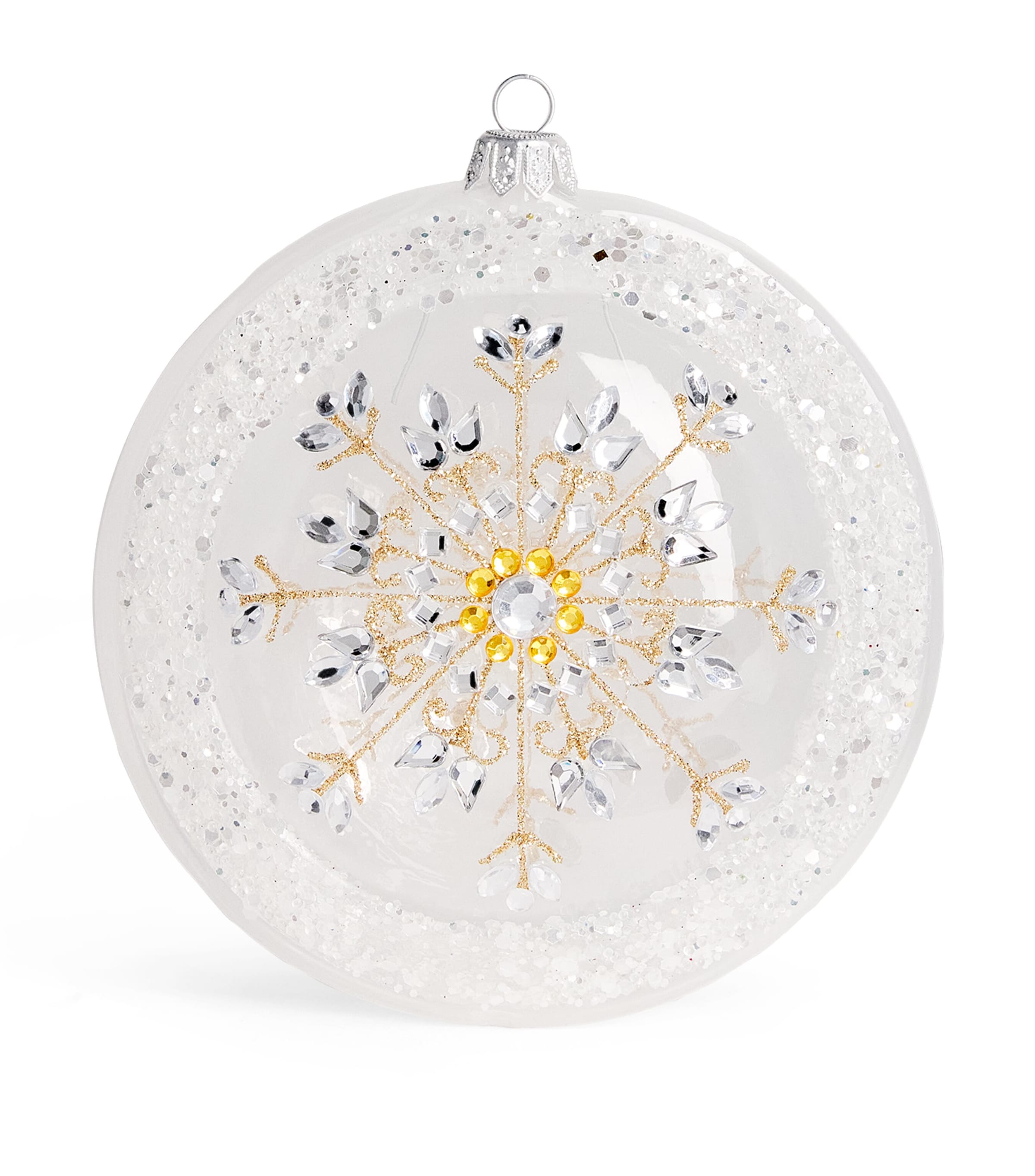 Harrods Glass Crystal Snowflake Bauble White