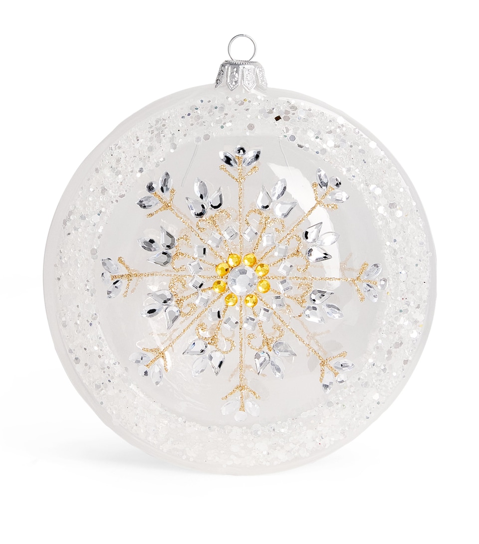 Harrods Glass Crystal Snowflake Bauble White