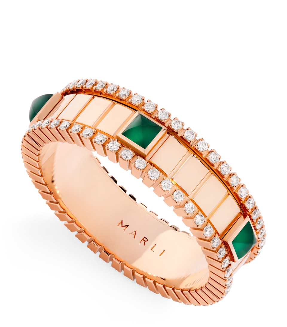 MARLI New York Rose Gold, Diamond and Agate Life Spinning Ring Rose Gold