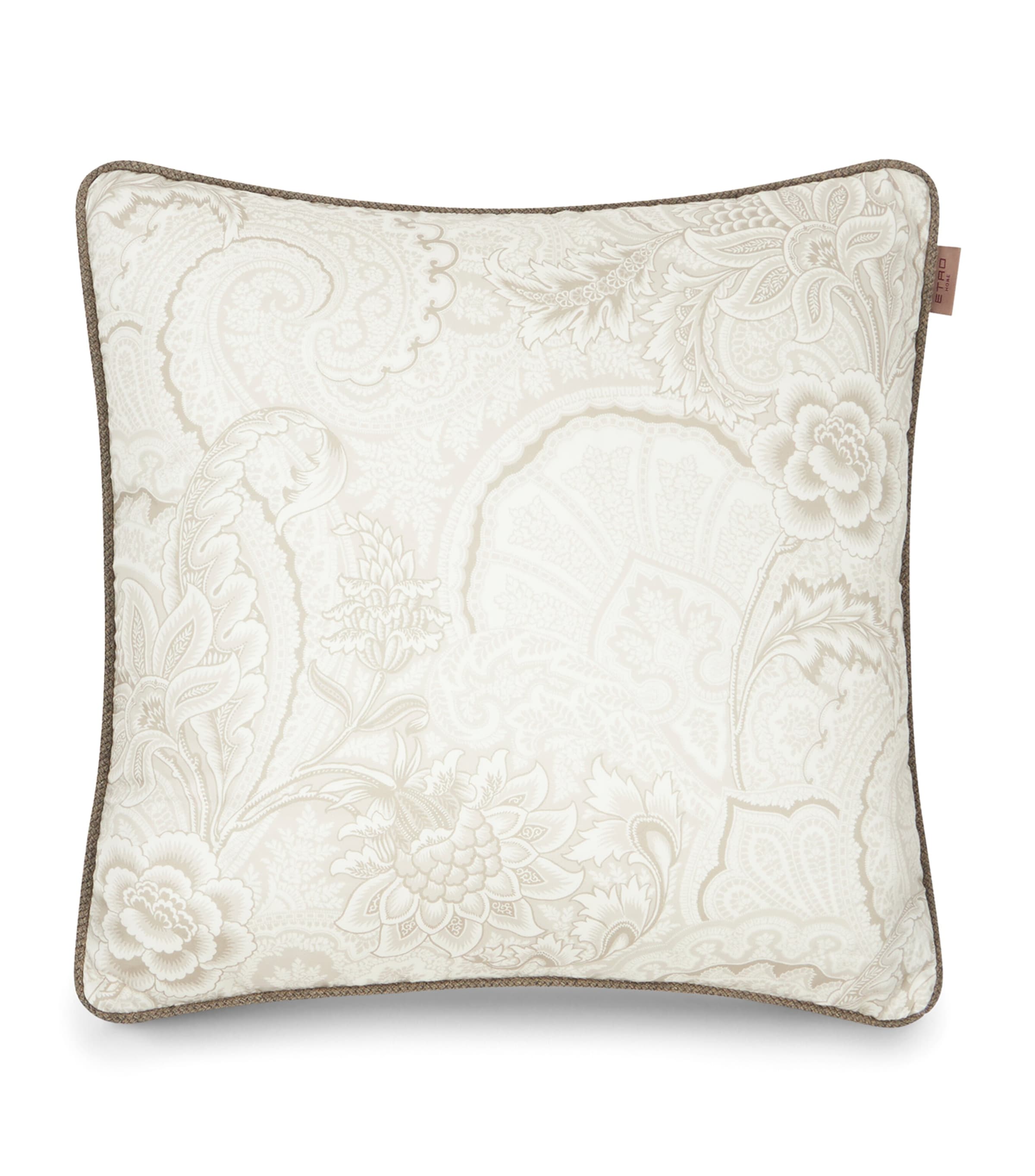 Cotton Bloom Print Embroidered Cushion (45cm x 45cm)