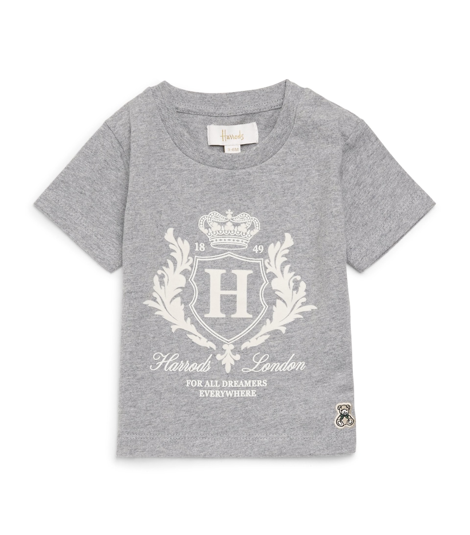 Harrods Cotton Jersey Flocked Logo T-Shirt (0-18 Months) Grey