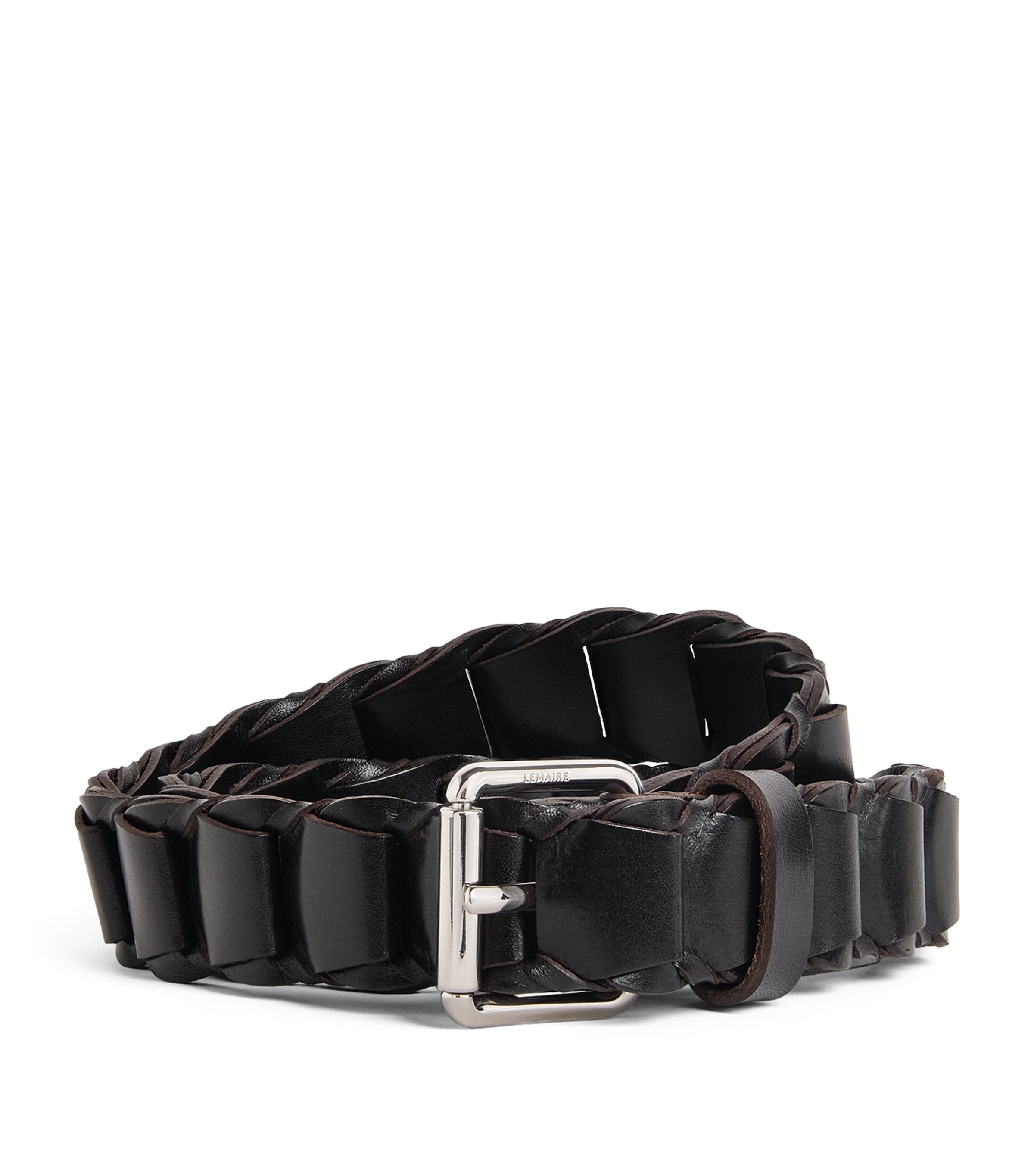 Lemaire Leather Link Belt Dark Brown