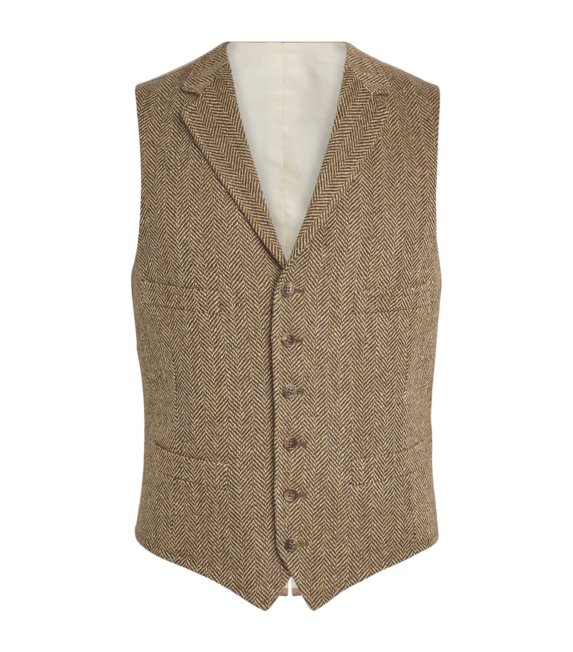 Polo Ralph Lauren Mens Wool-Blend Waistcoat Cream Lace