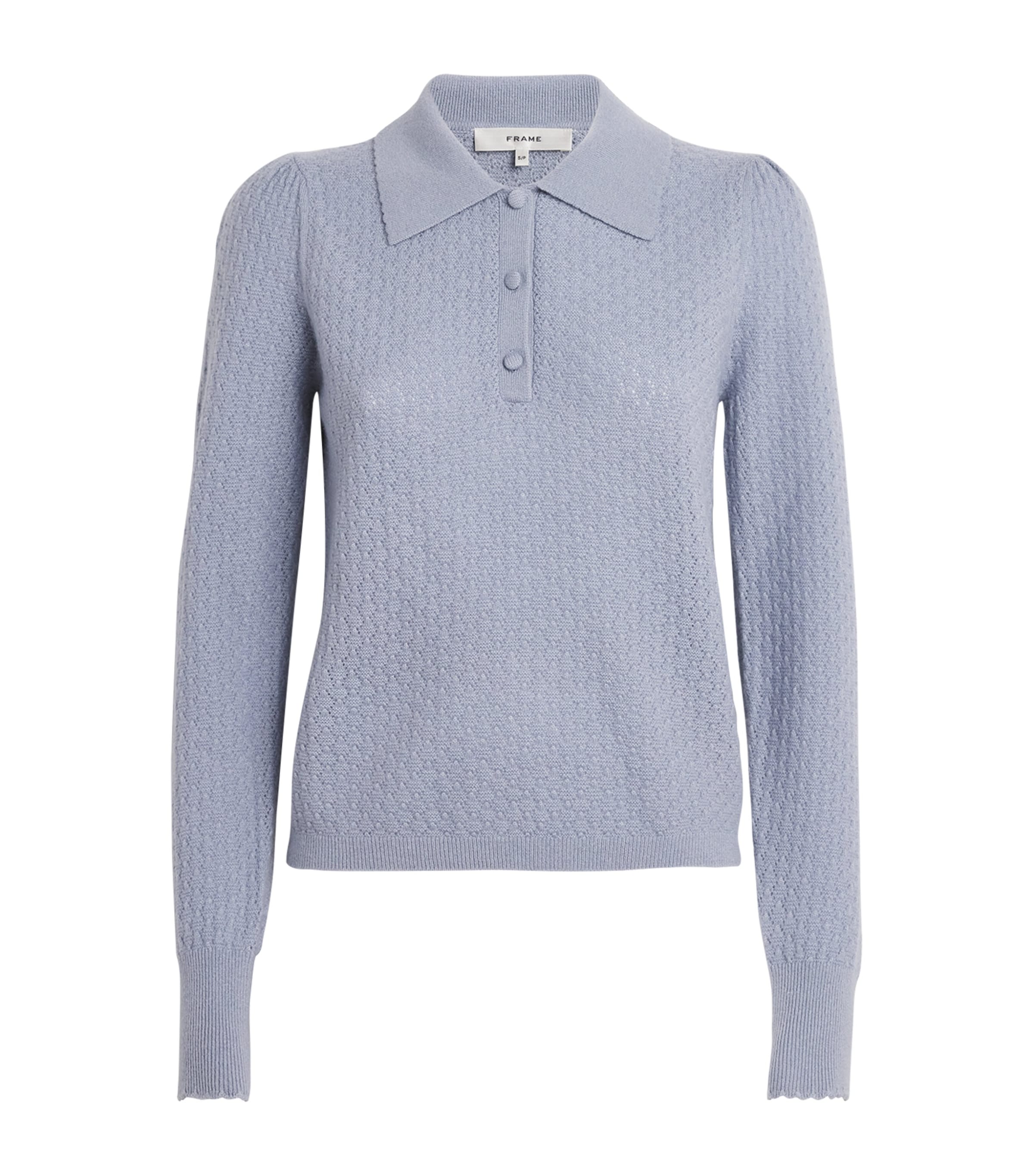FRAME Womens Cashmere Honeycomb Sweater Grey Blue