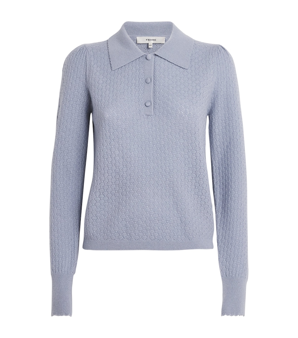 FRAME Womens Cashmere Honeycomb Sweater Grey Blue