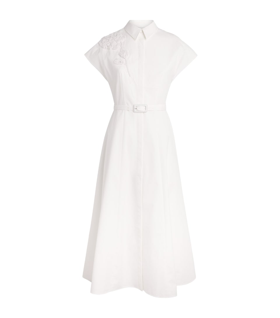 Huishan Zhang Womens Floral Appliqué Maddalena Midi Dress White