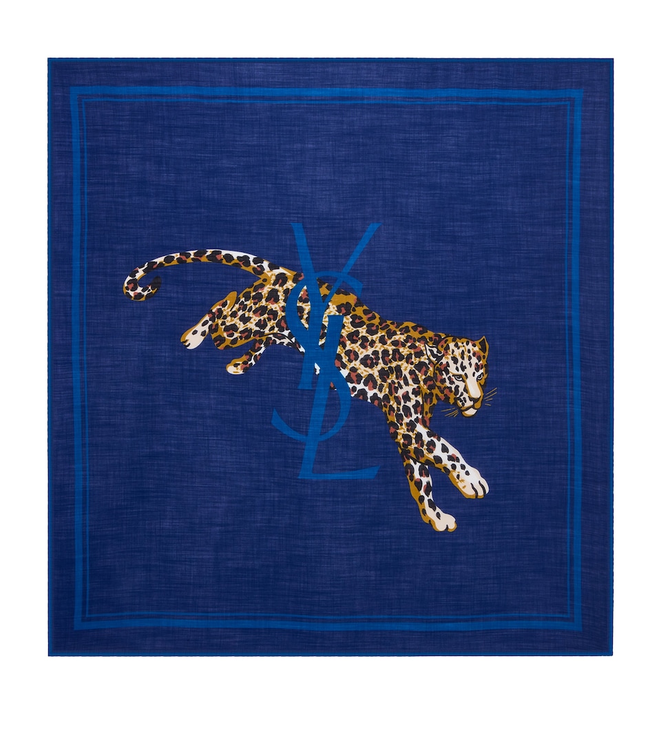 Saint Laurent Wool Leopard Grande Carre Scarf