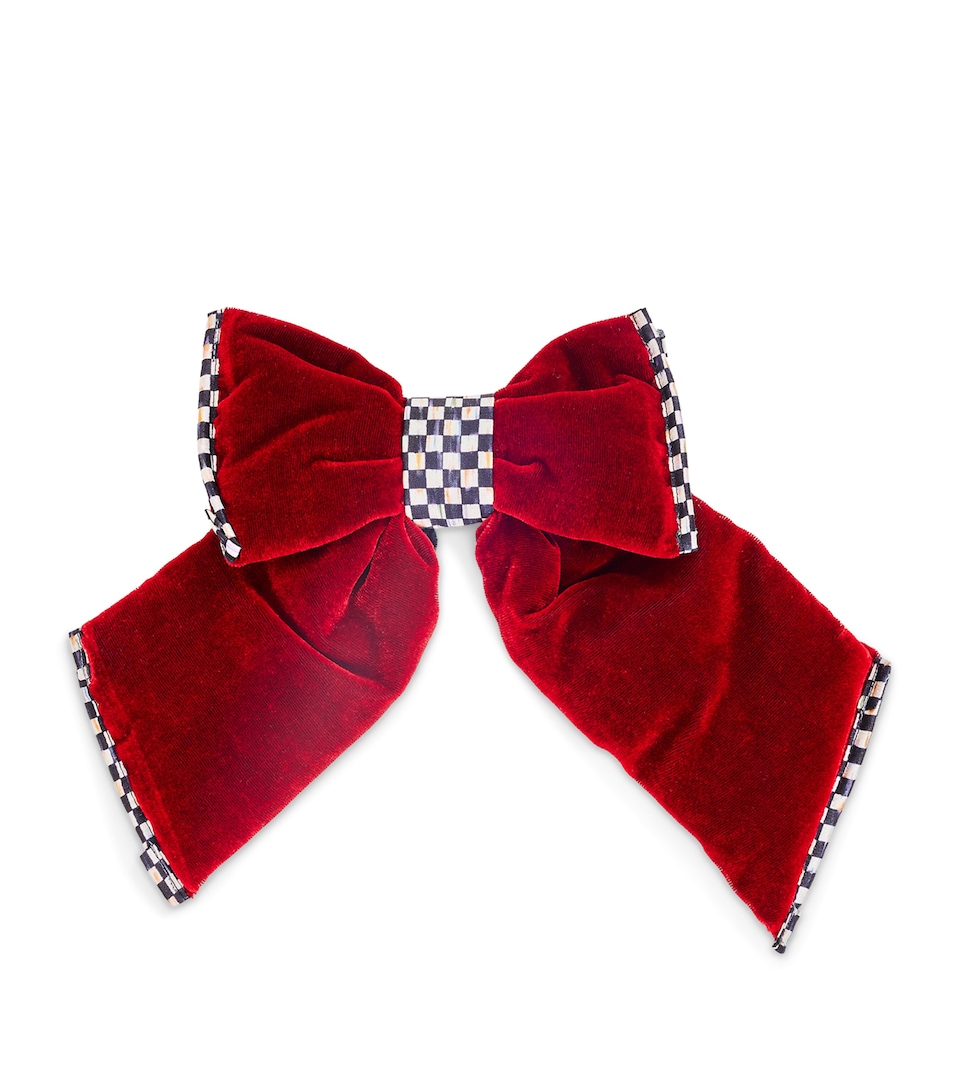 MacKenzie-Childs Small Velvet Courtly Check Bow Red