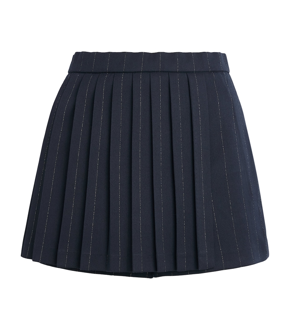 Maje Womens Pleated Stripe Shorts Navy