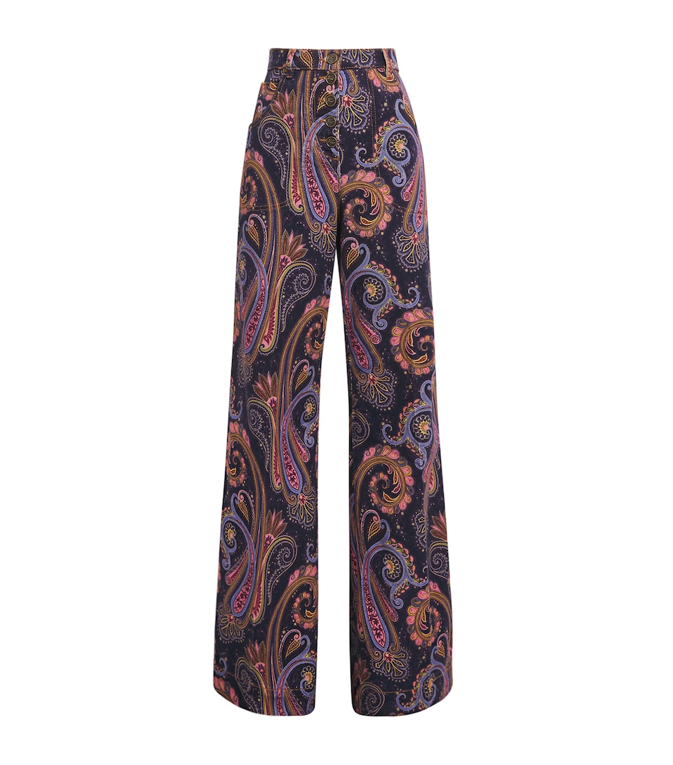 Etro Womens Paisley Flared Jeans Print/blue Bs