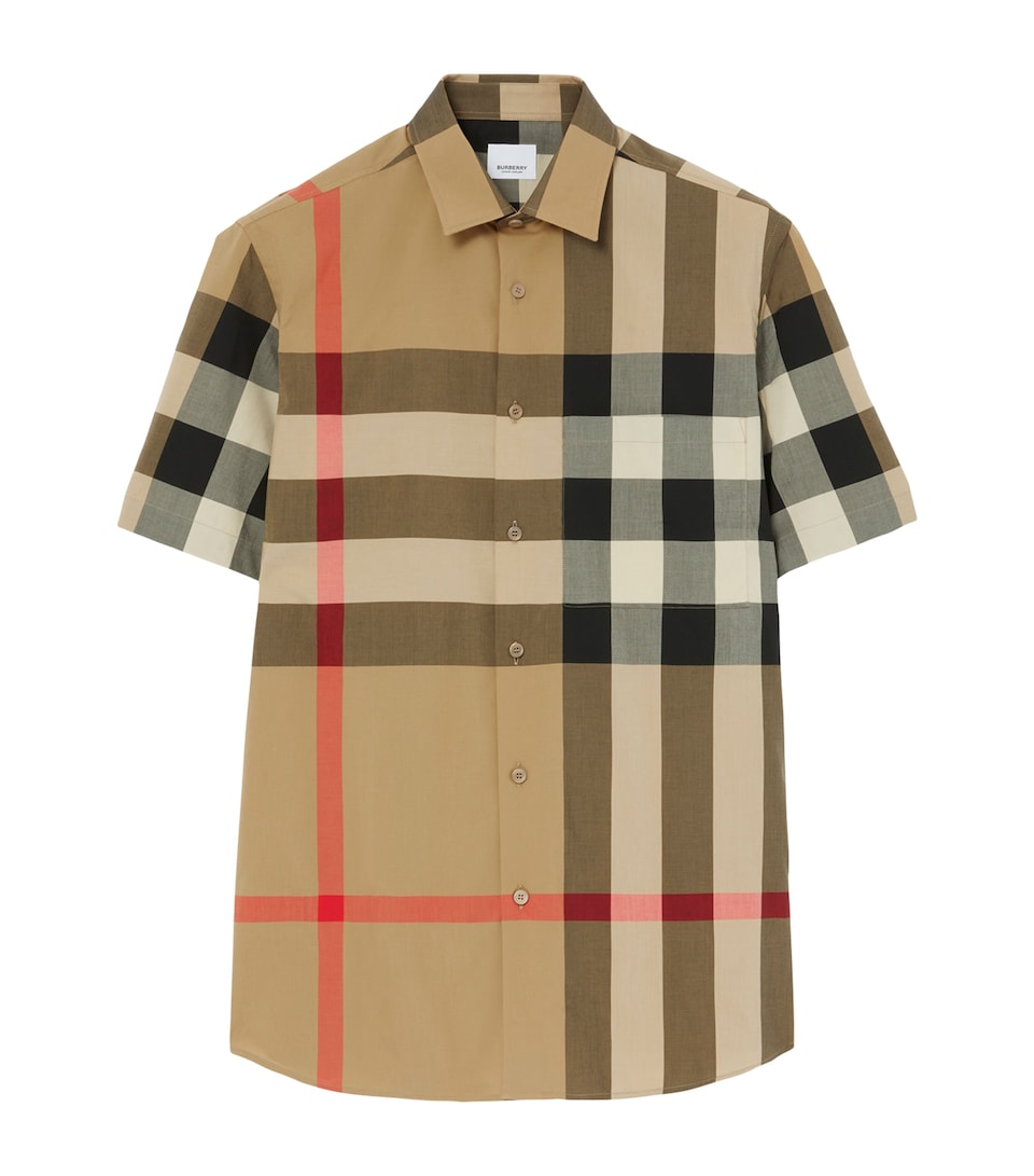 Cotton Enlarged-Check Short-Sleeve Shirt