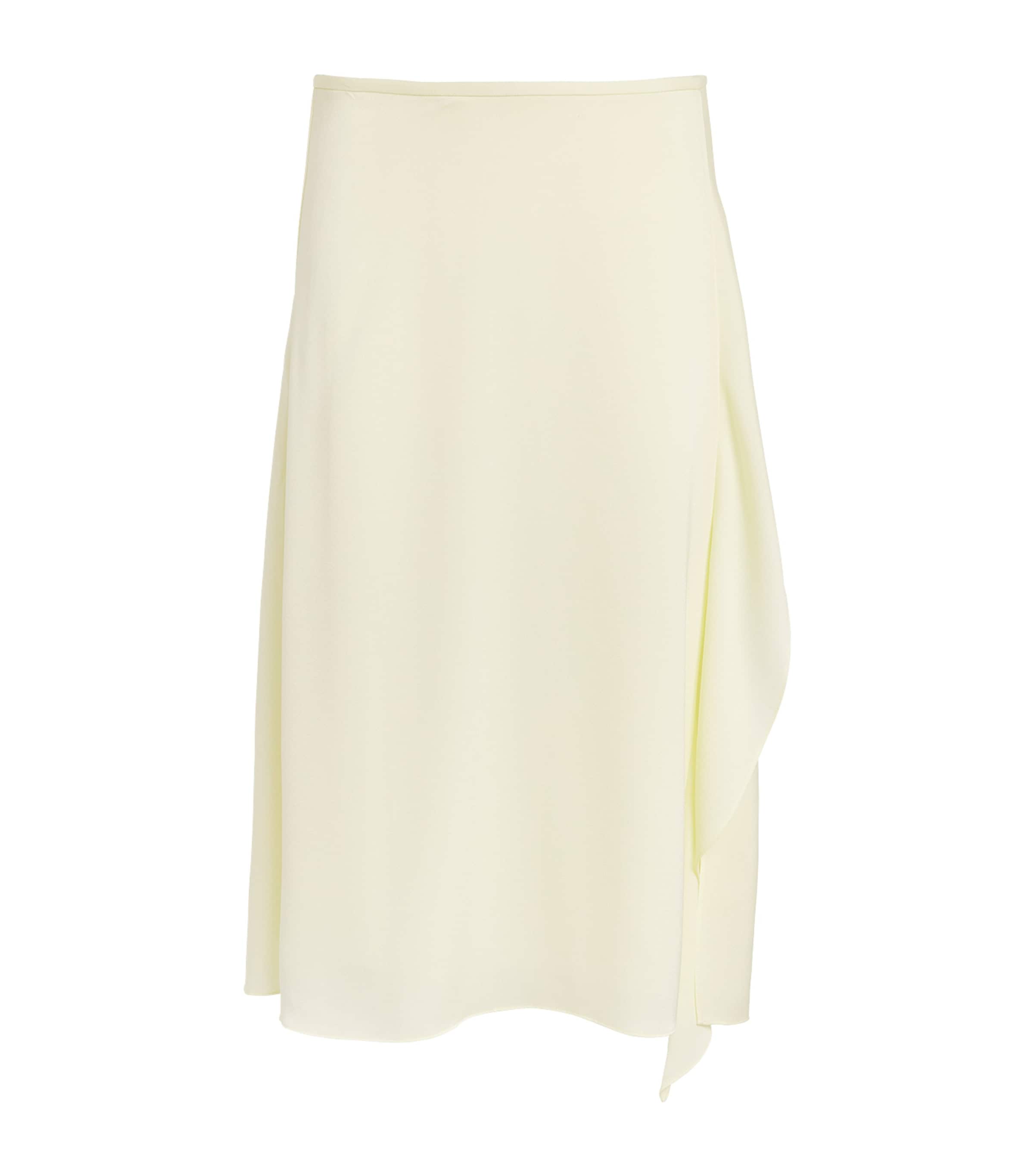 Theory Womens Crushed Satin Draped Sarong Midi Skirt Lemongrass