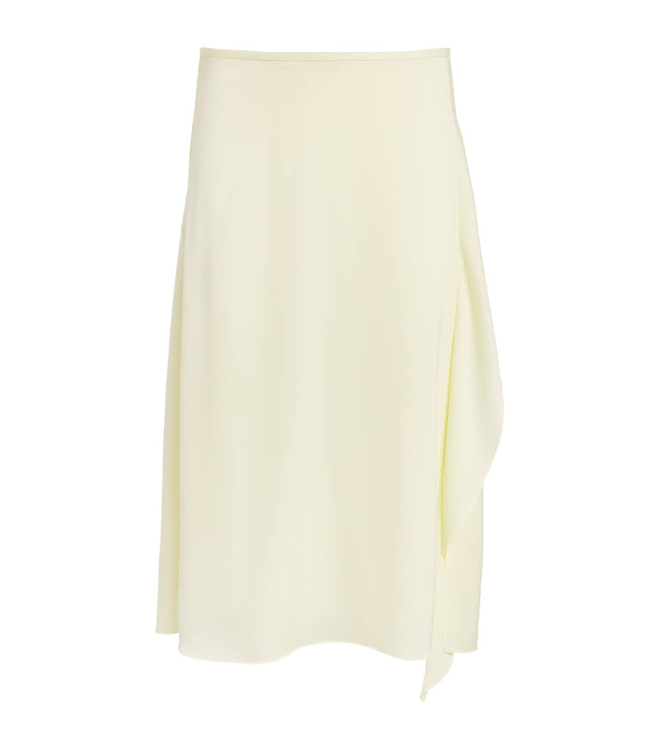 Theory Womens Crushed Satin Draped Sarong Midi Skirt Lemongrass