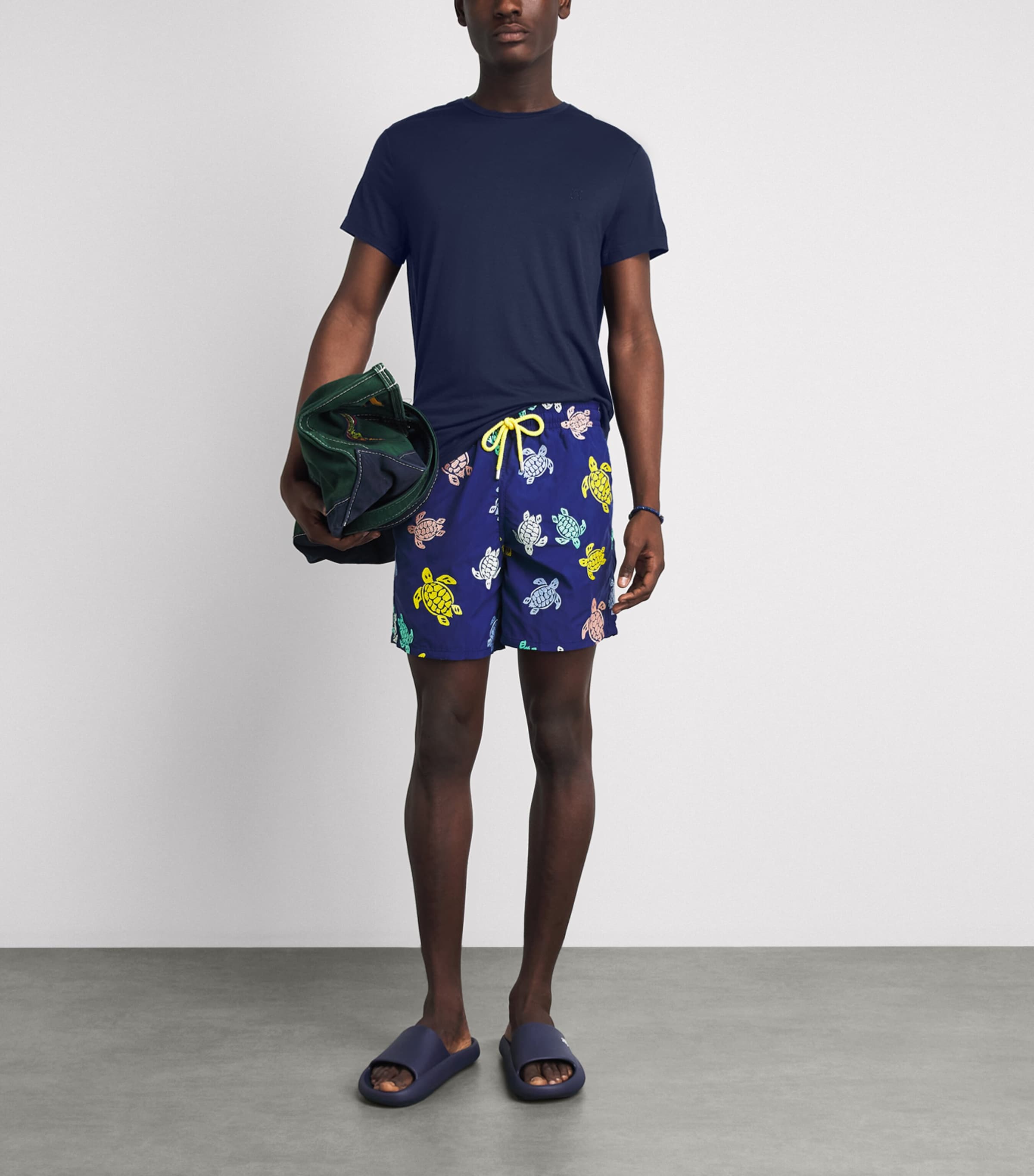 Vilebrequin Mens Wool Embroidered Turtle T-Shirt Bleu Marine