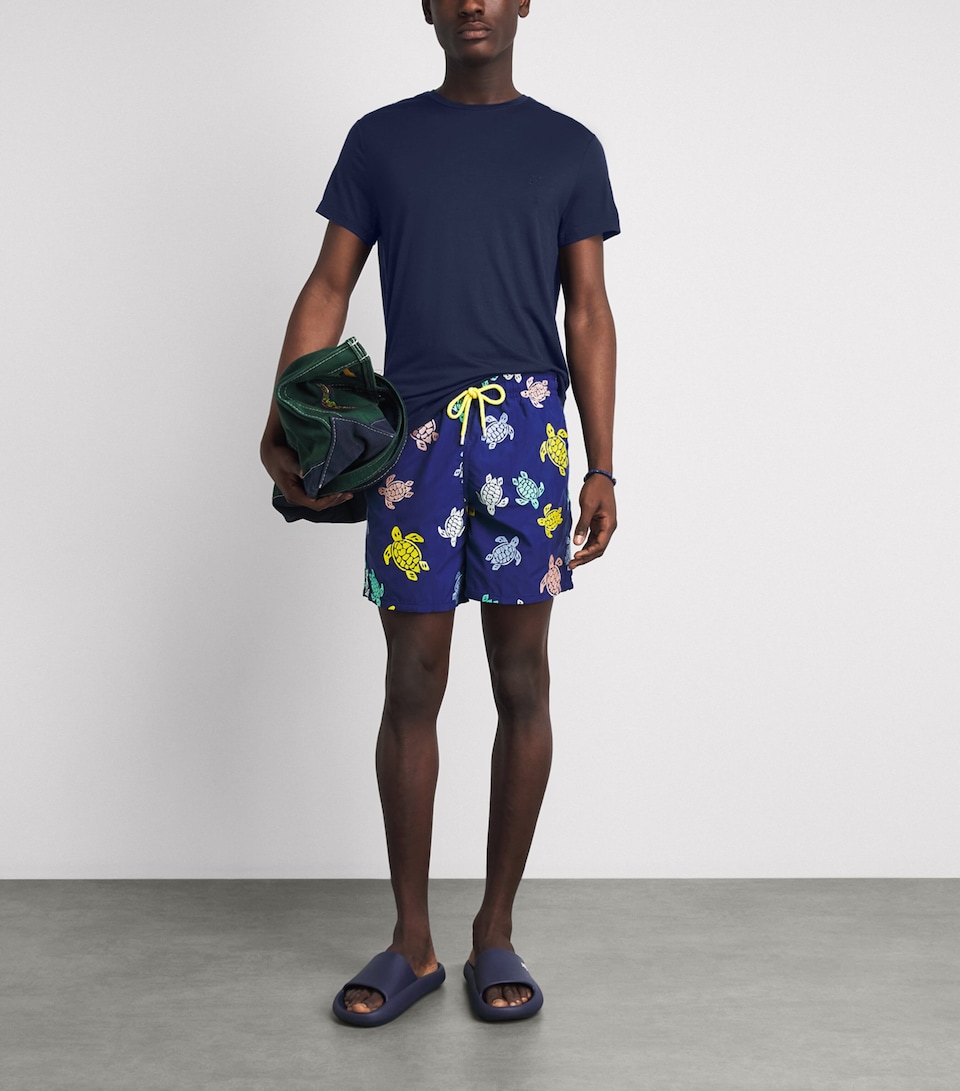Vilebrequin Mens Wool Embroidered Turtle T-Shirt Bleu Marine