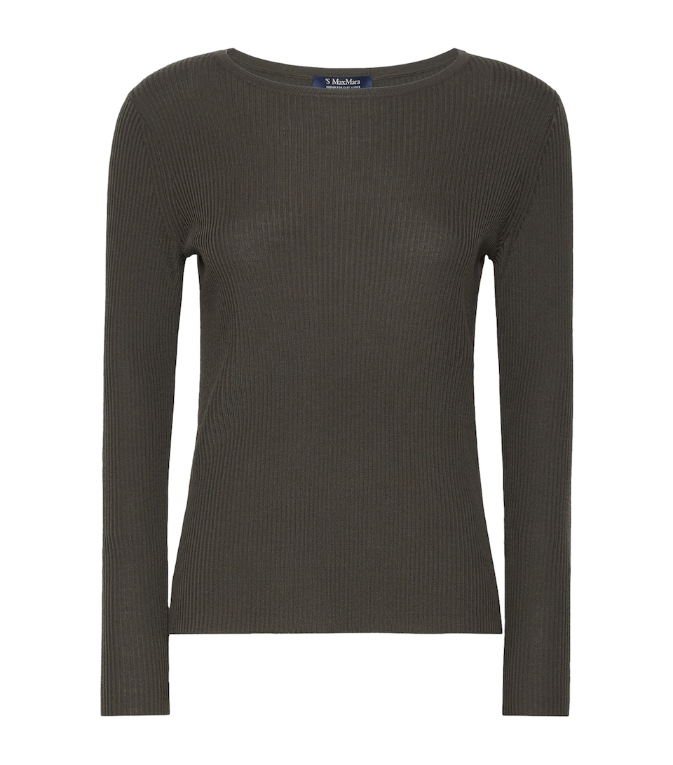 Max Mara Womens Virgin Wool Rib-Knit Sweater Kaki