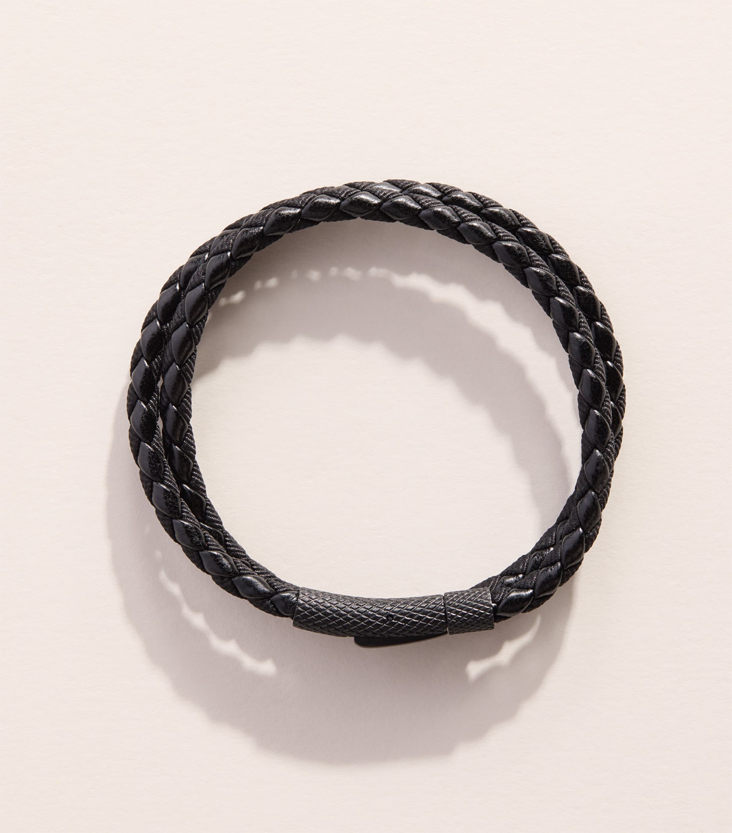 Tateossian Leather Chelsea Bracelet Black