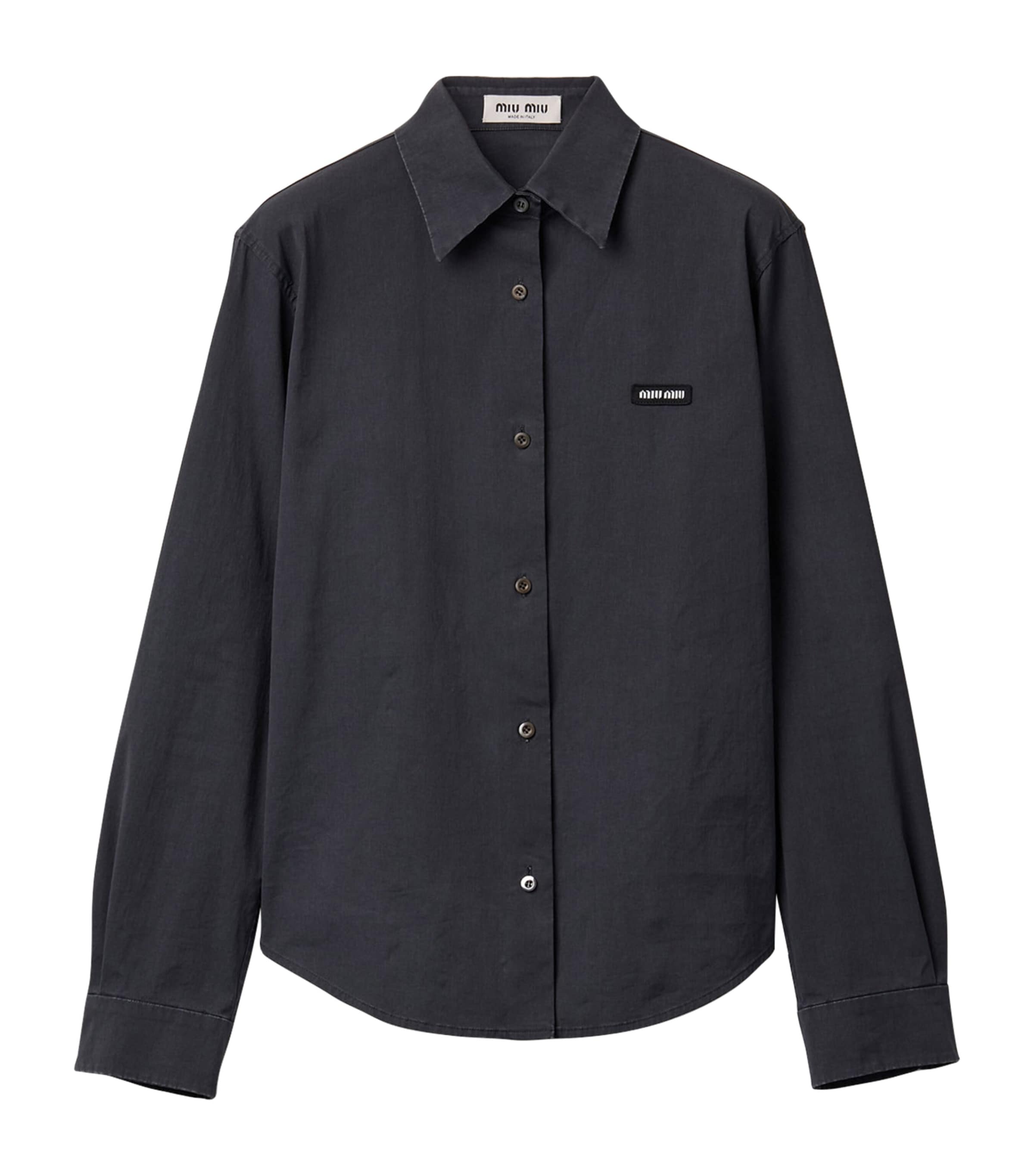 Miu Miu Womens Stretch-Poplin Shirt Black