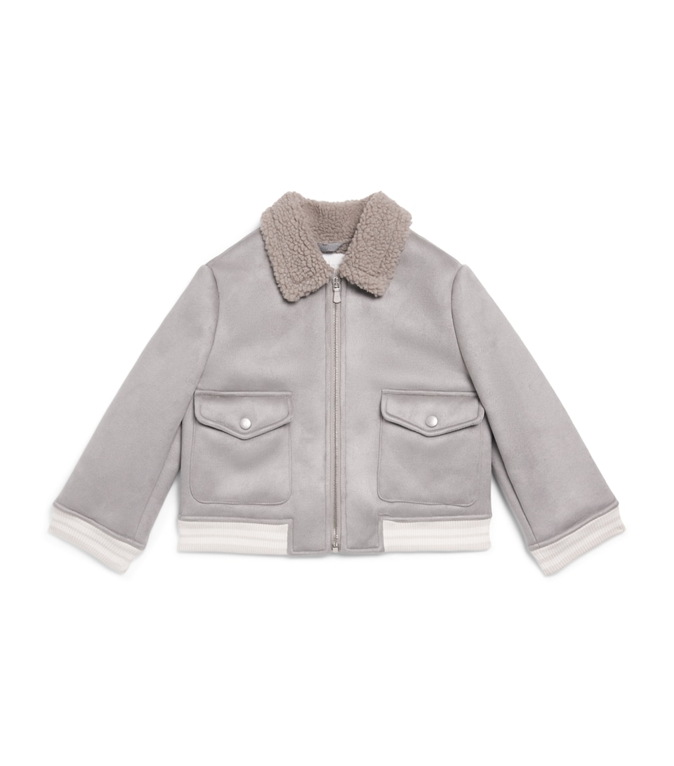 Eleventy Kids Collar Bomber Jacket (2-16 Years) Grey